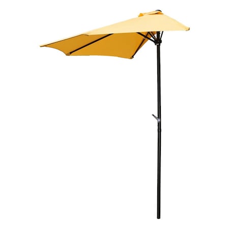 International Caravan 9 ft. Half Round Wall Hugger Umbrella, Lemon Yellow YF-1147-2.7M-LY